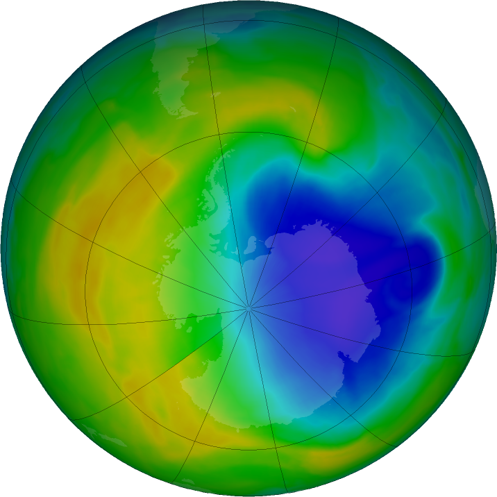 Antarctic ozone map for 17 November 2018